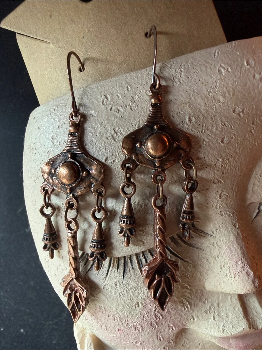 Handcrafted Copper Dangle Earrings Rustic Copper